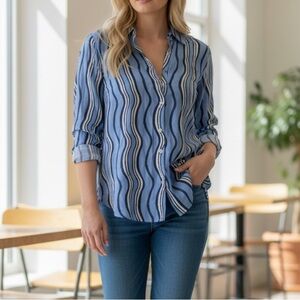 Oliphant Striped Coral and Blue tunic